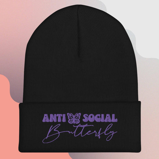 Anti-Social (Purple) Cuffed Beanie