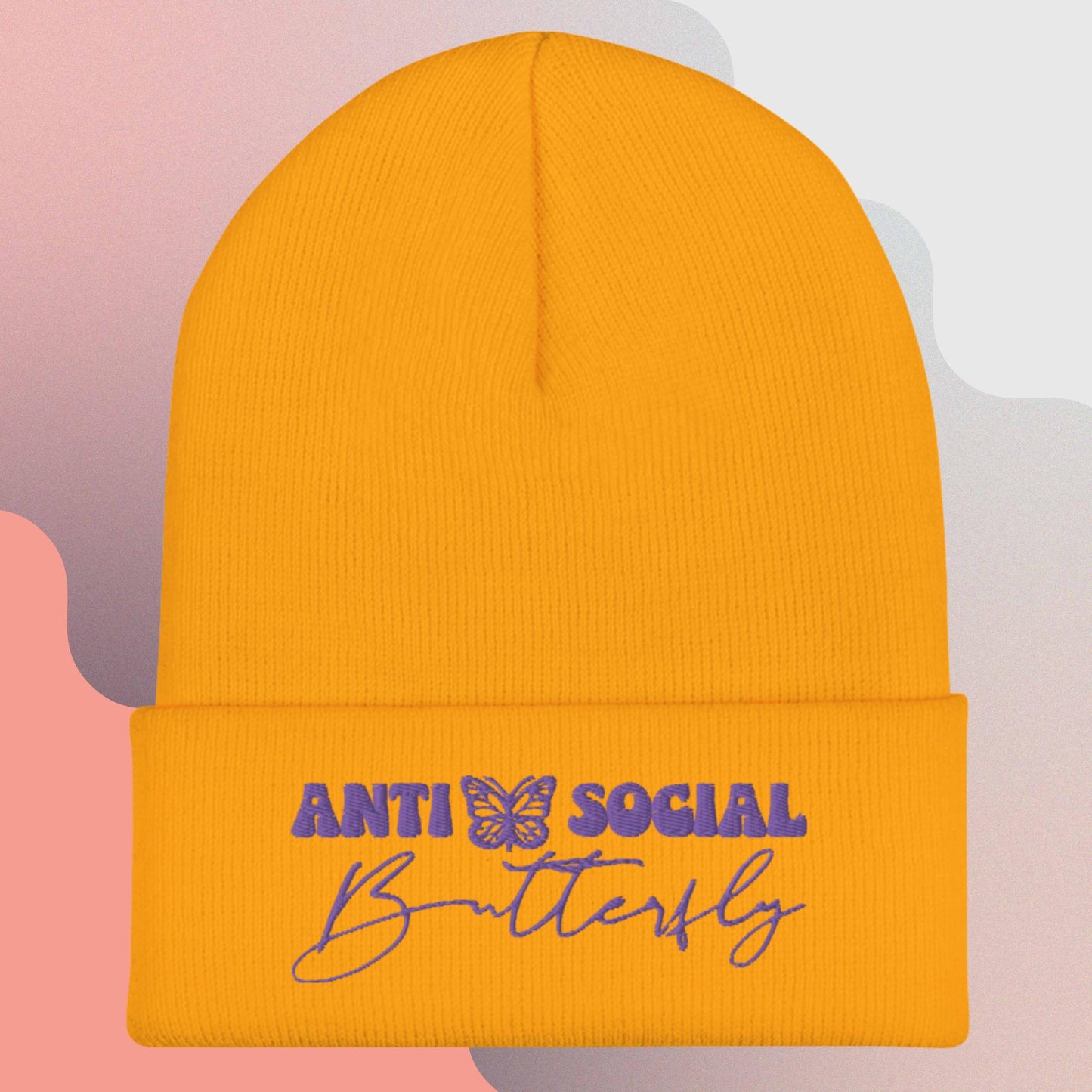 Anti-Social (Purple) Cuffed Beanie