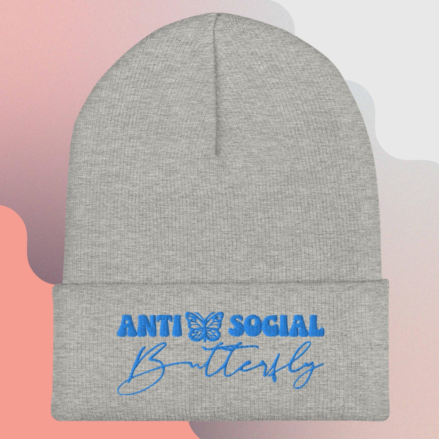 Anti-Social (Blue) Cuffed Beanie