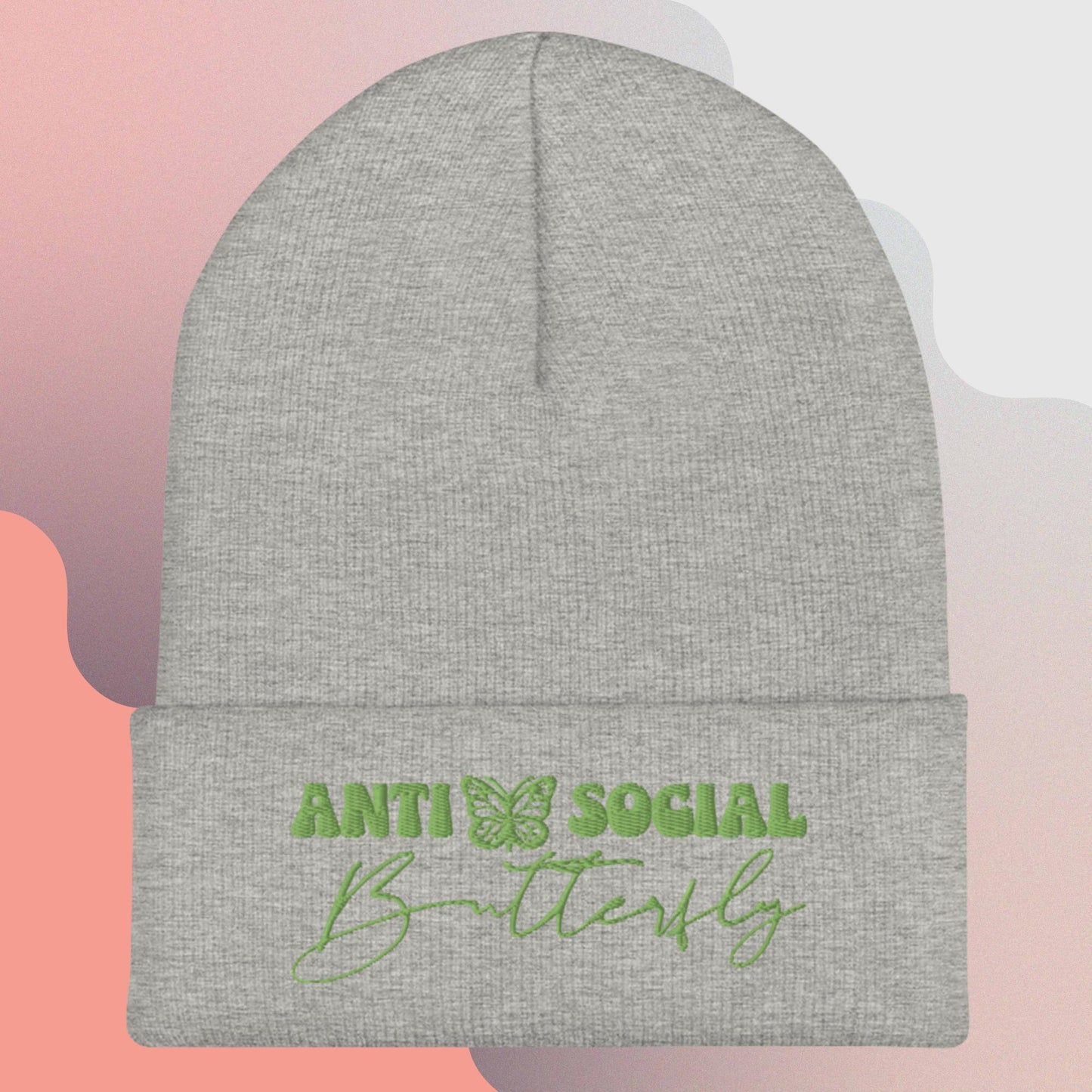 Anti-Social (Green) Cuffed Beanie