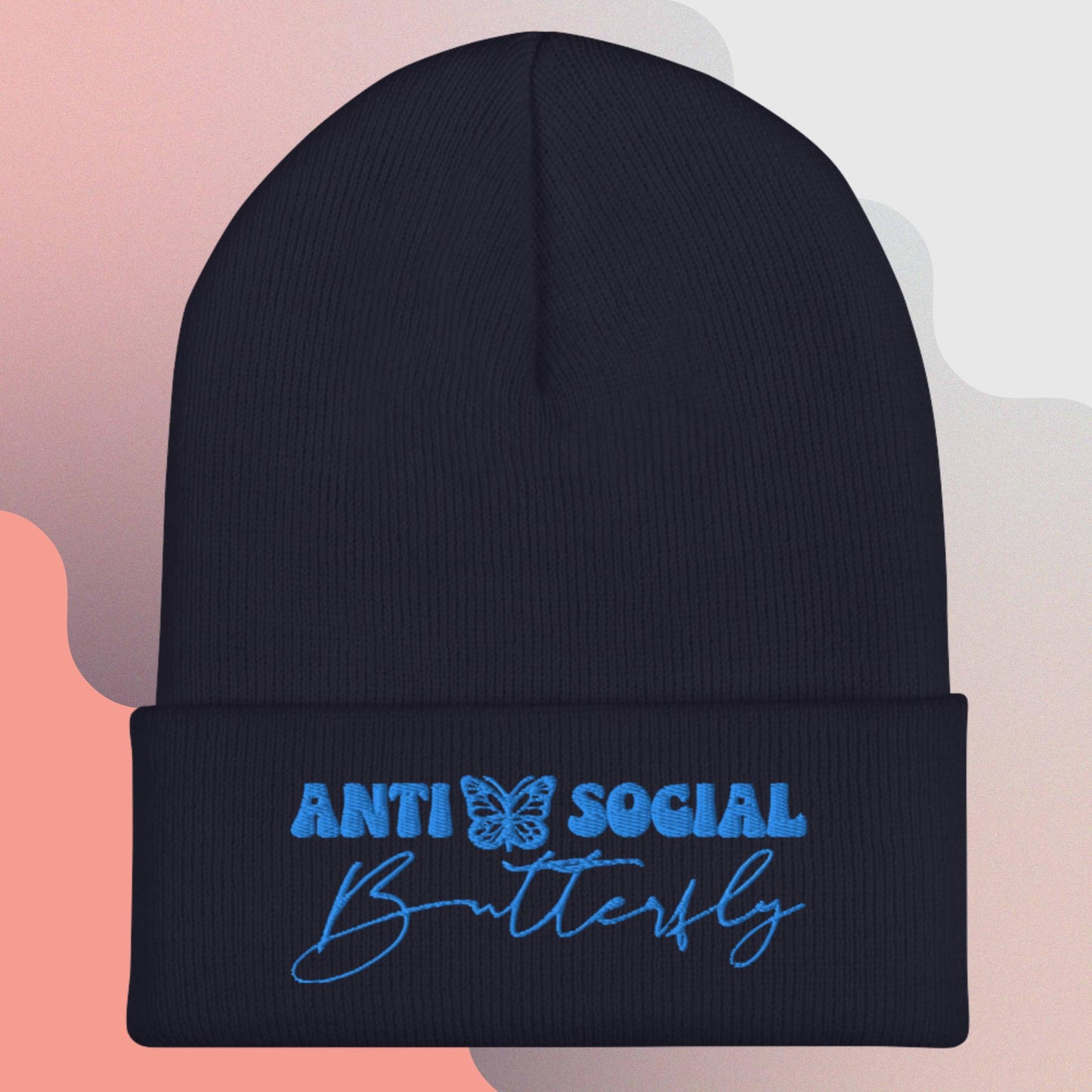 Anti-Social (Blue) Cuffed Beanie