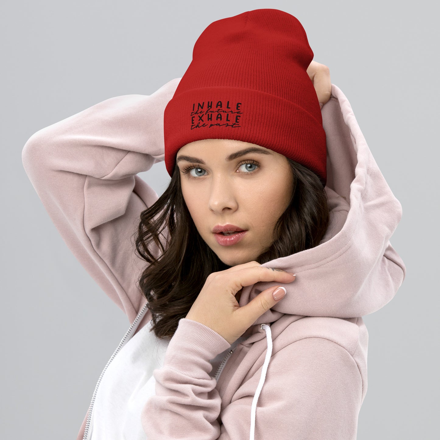 Inhale the future Exhale the past Embroidered Cuffed Beanie