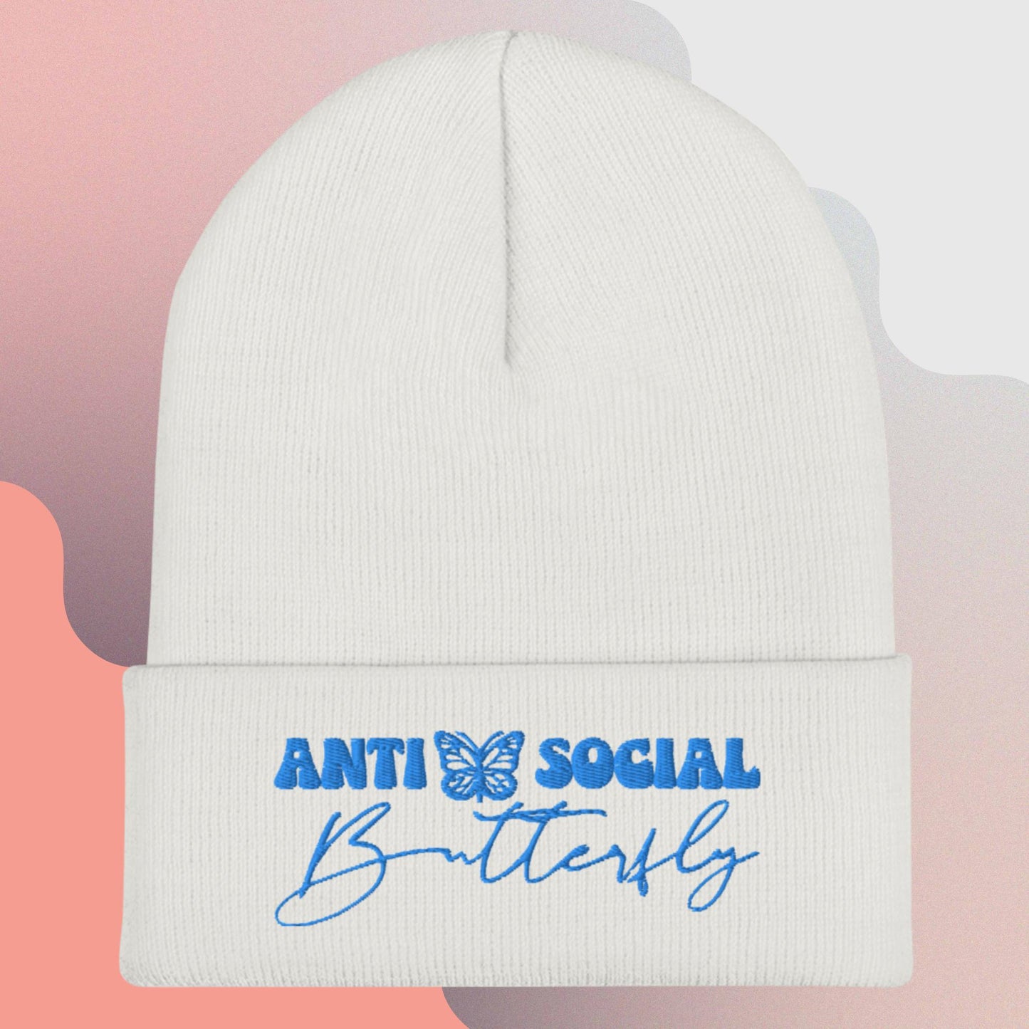 Anti-Social (Blue) Cuffed Beanie