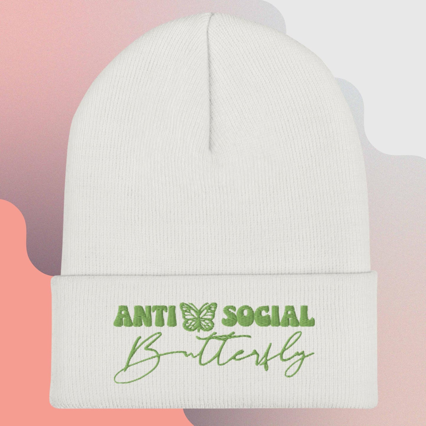 Anti-Social (Green) Cuffed Beanie