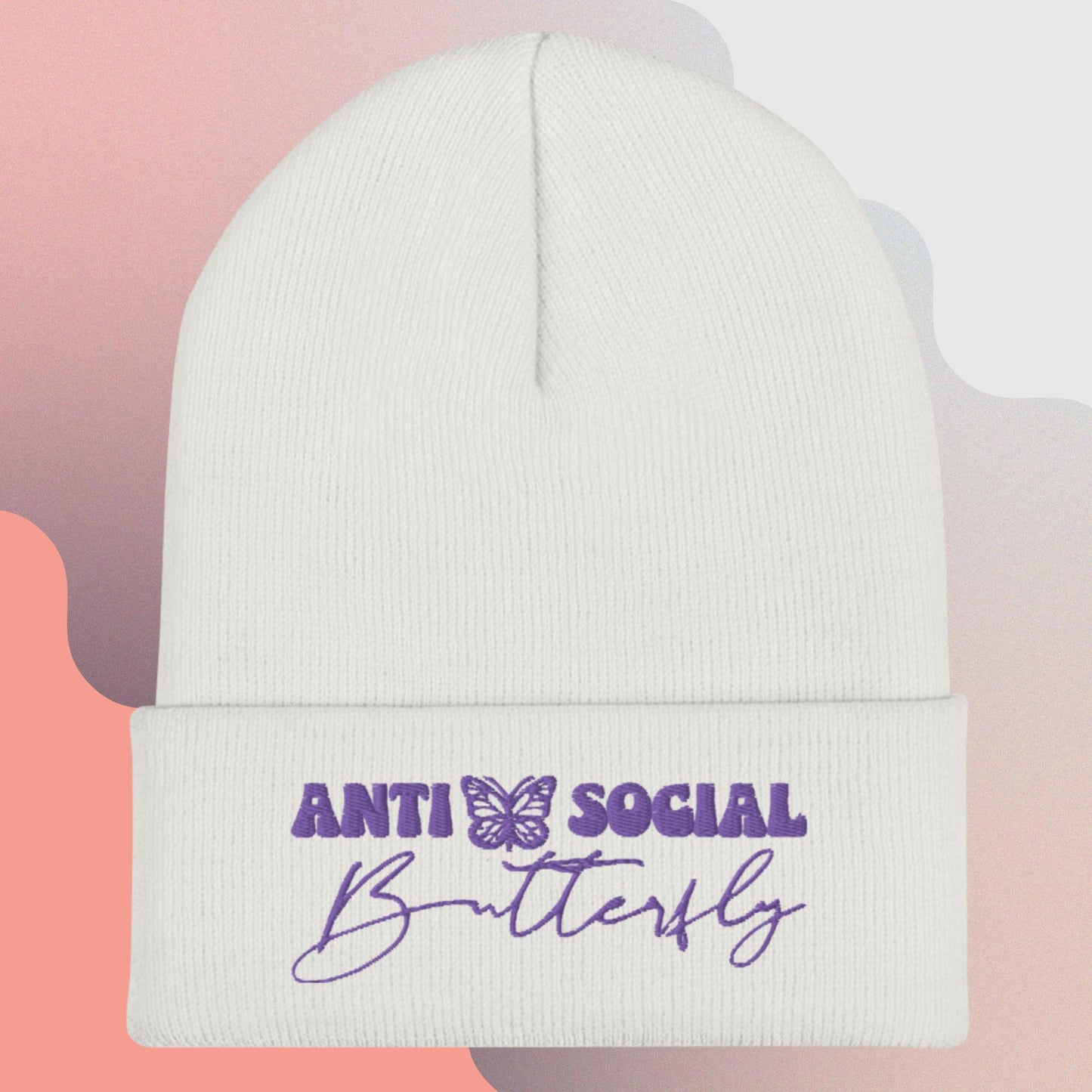 Anti-Social (Purple) Cuffed Beanie