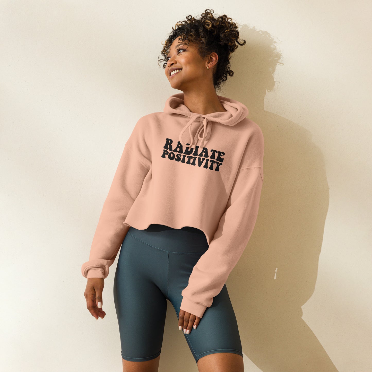 Radiate Positivity Embroidered Crop Hoodie