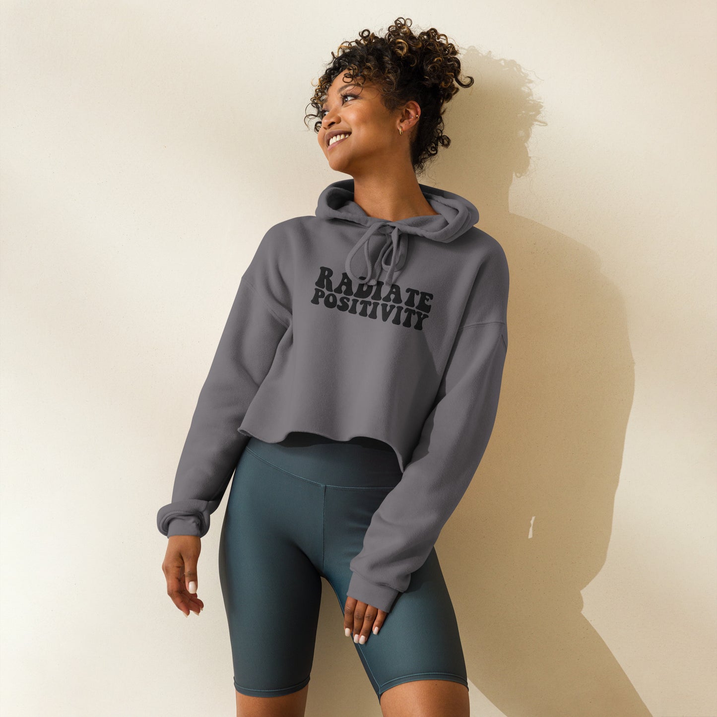 Radiate Positivity Embroidered Crop Hoodie