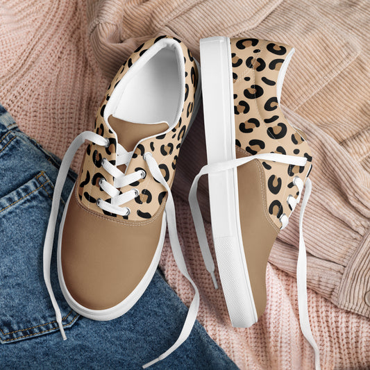 Leopard Print Women’s lace-up canvas shoes