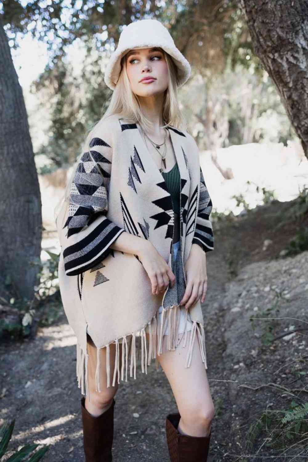 Leto Muir Woods Geometric Print Cardigan